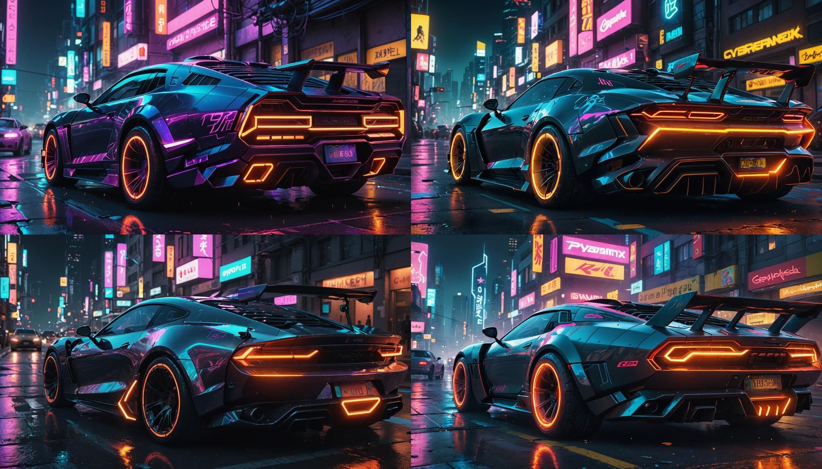 Cyberpunk Car in Futuristic Cityscape: Neon 8K Art