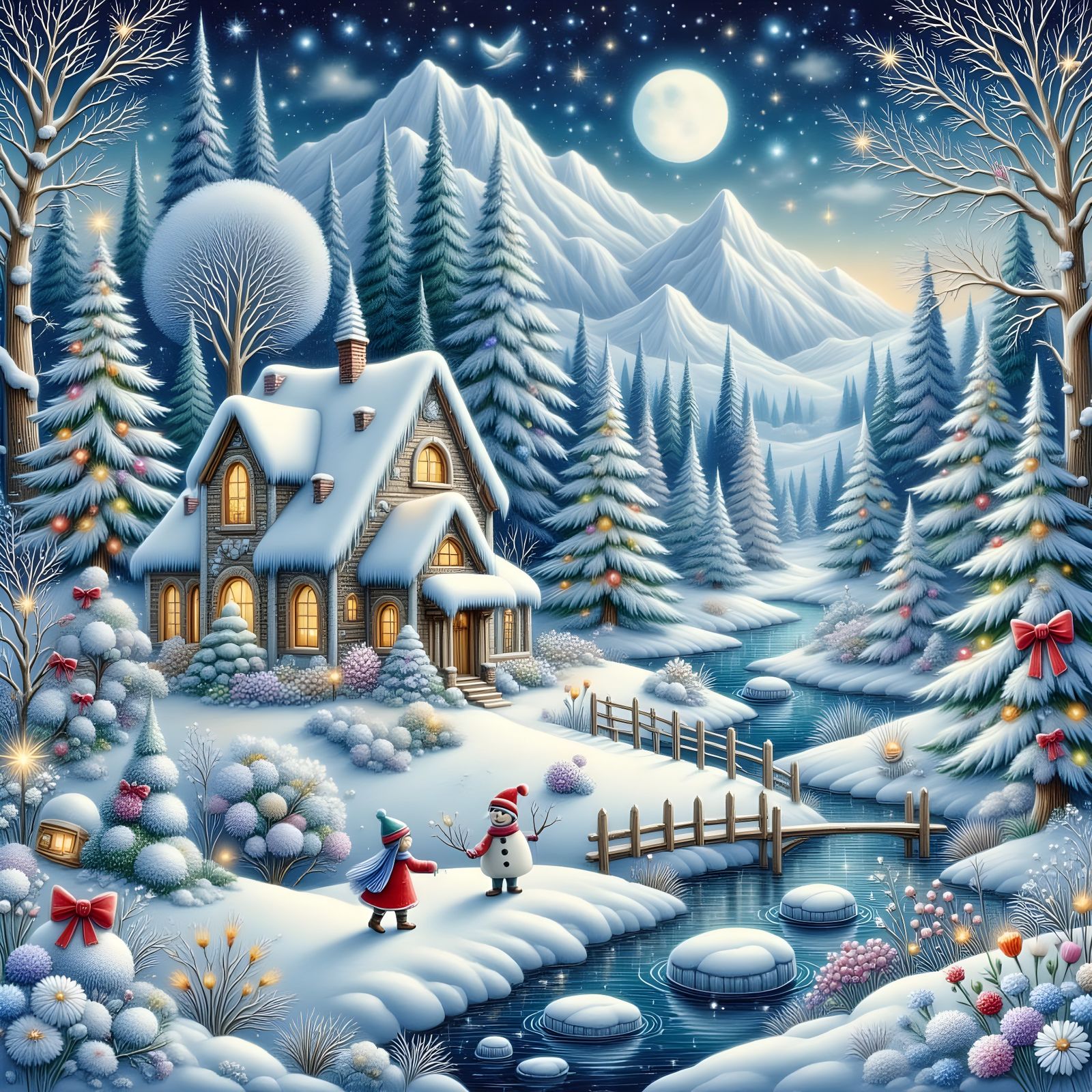 White winter snow scene at Christmas time