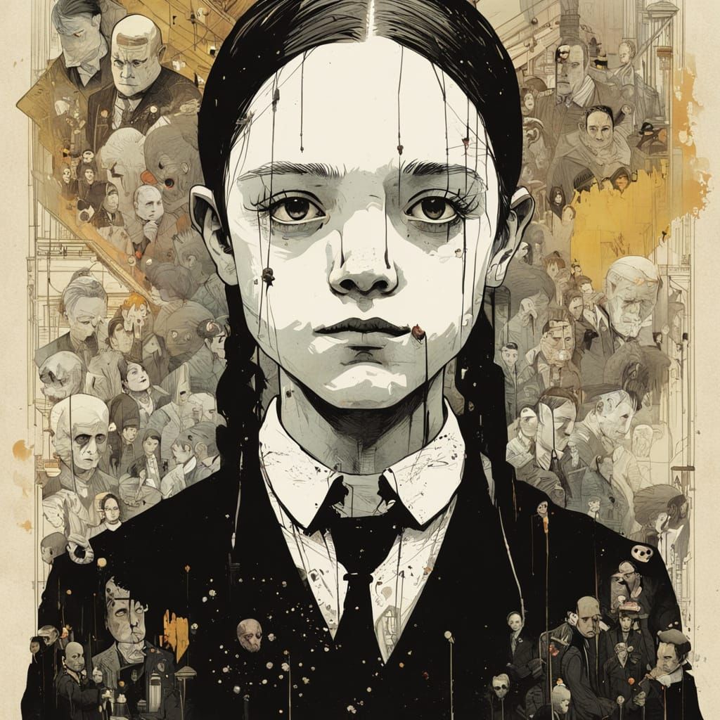 Wednesday Addams Rises From The Grave In Dark Art Style