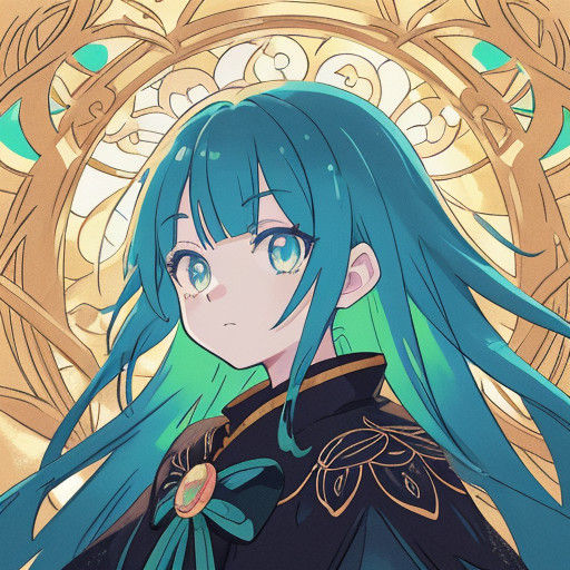 Anime Girl Portrait in Vibrant Stained Glass Style