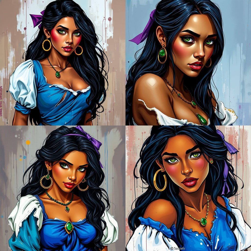 Esmeralda: A Romani Woman in Vibrant Graffiti Art