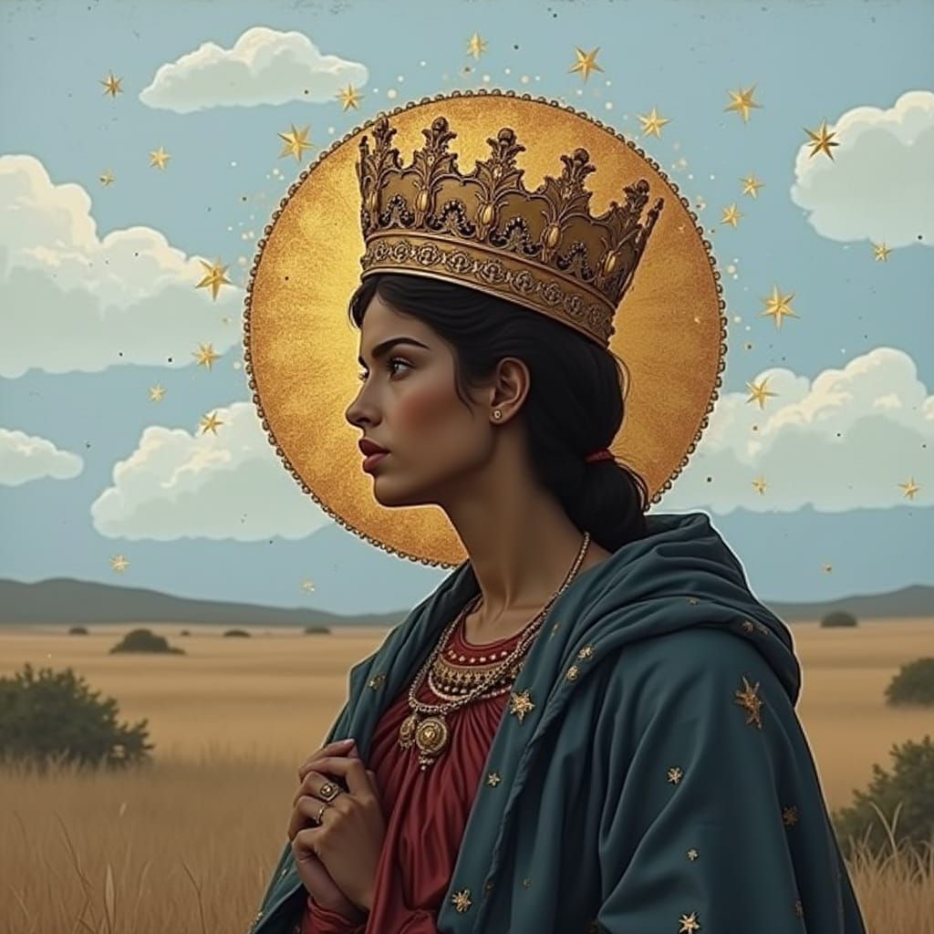 Heroic Religious Icon in Collage Illustration