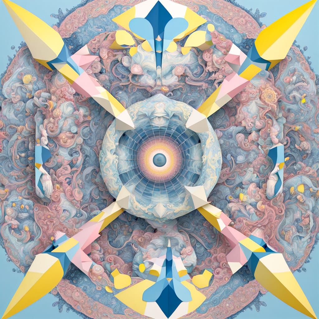 Surreal Geometric Landscape with Impossible Perspectives