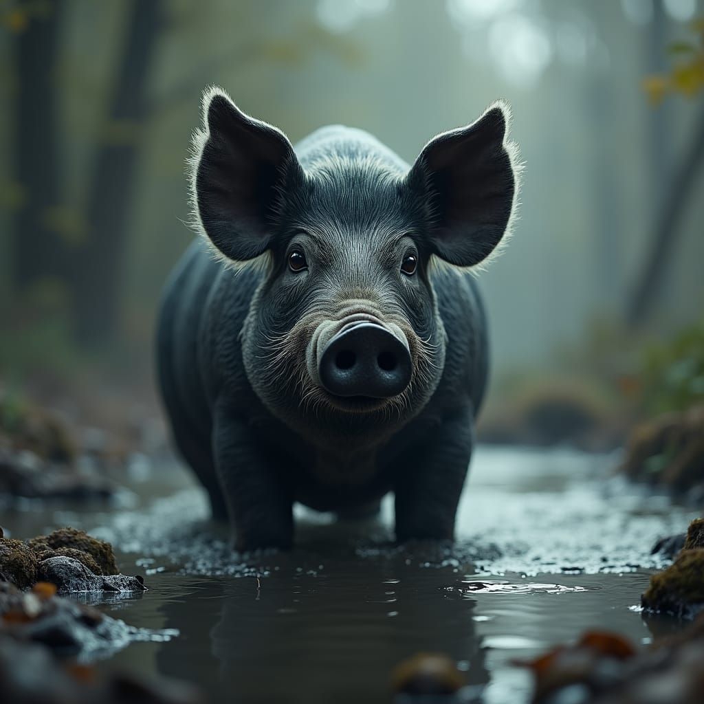 Black Pig Cooling Off: Digital Matte Painting