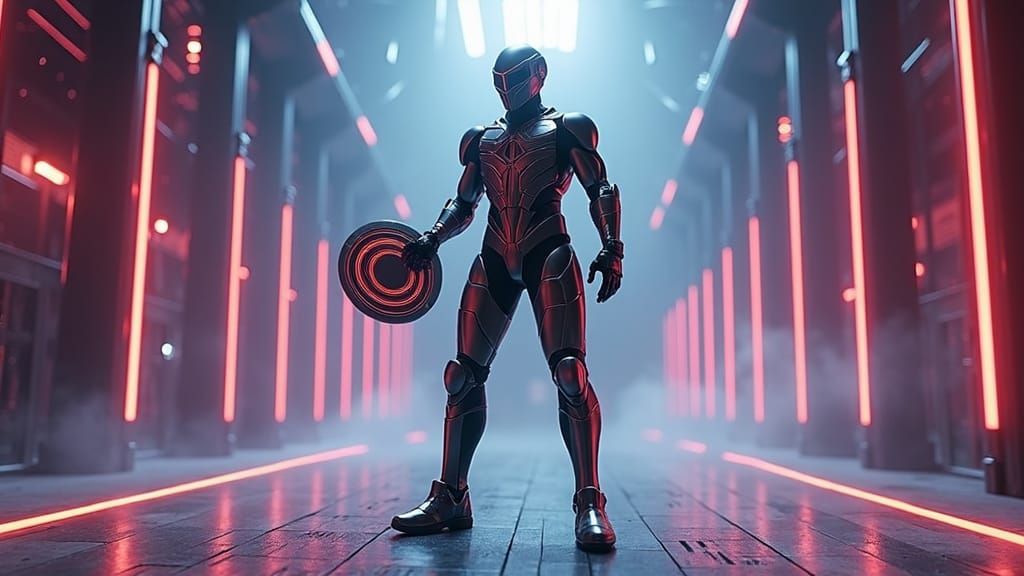 Rinzler in Neon-Lit Arena Ready for Battle