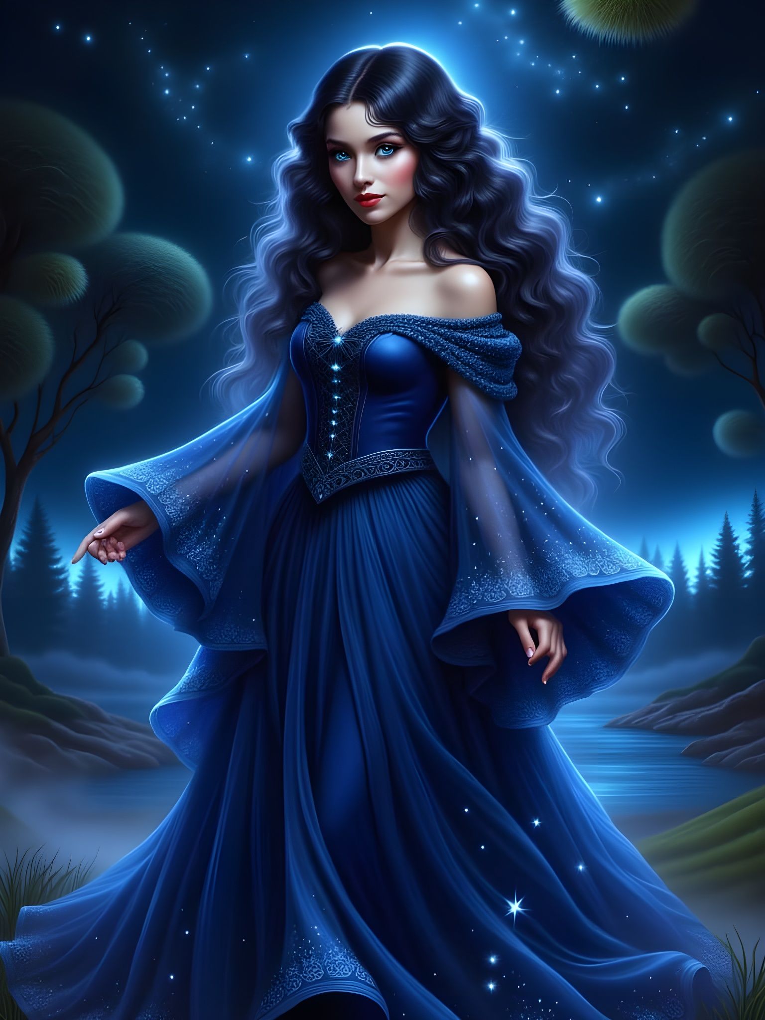 Norse Goddess in Midnight Elegance