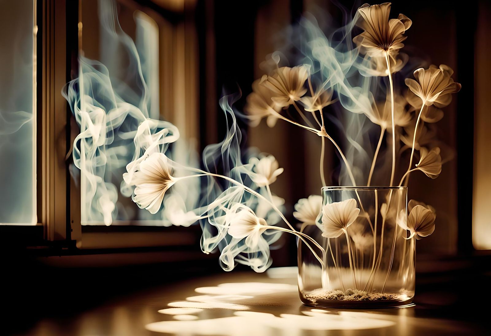 Sepia Smokeflowers: Abstract Botanical X-Ray Art