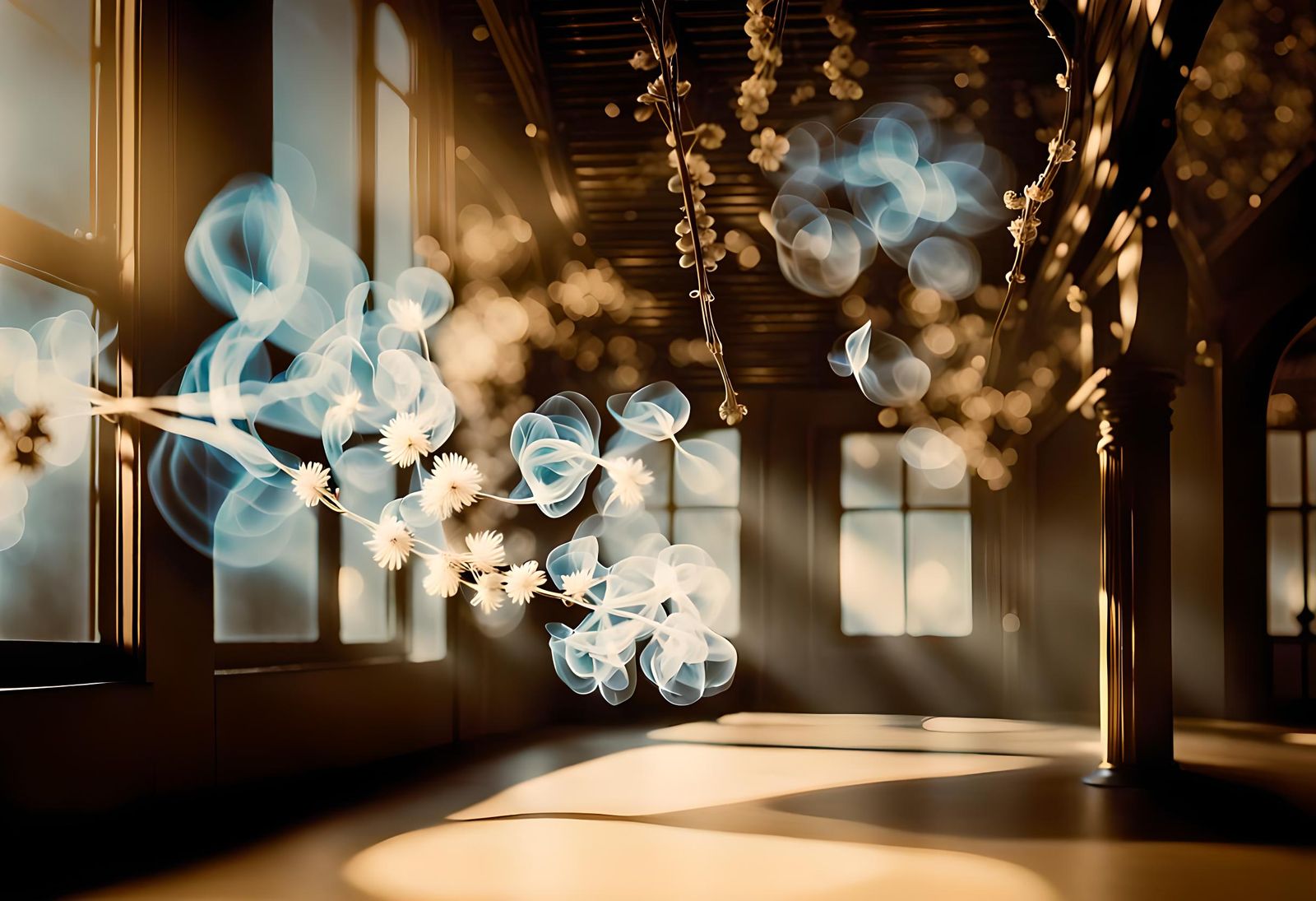 Sepia Smokeflowers in Golden Hour Light