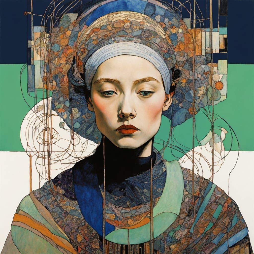 Intricate Organic Line Drawing in Art Nouveau Style