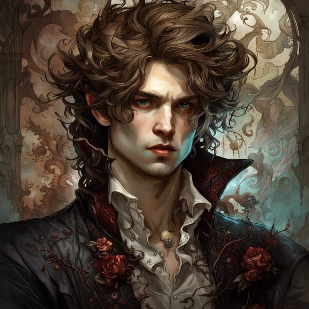 Youthful Vampire Portrait in Fantasycore Style