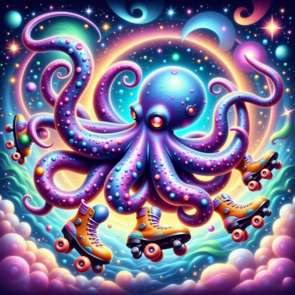 Vibrant Zodiac Roller Skating Octopus Speeder