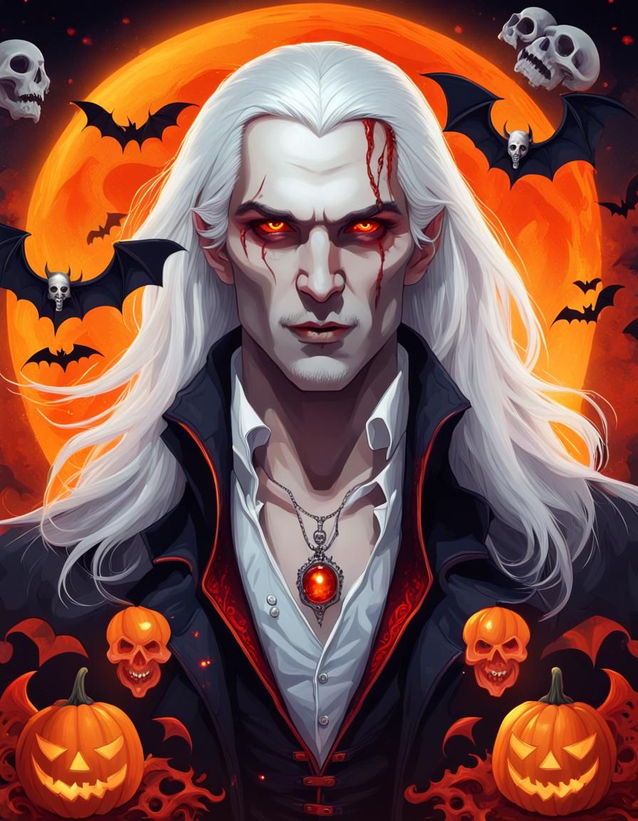 Halloween Vampire Poster with Skulls and Bats