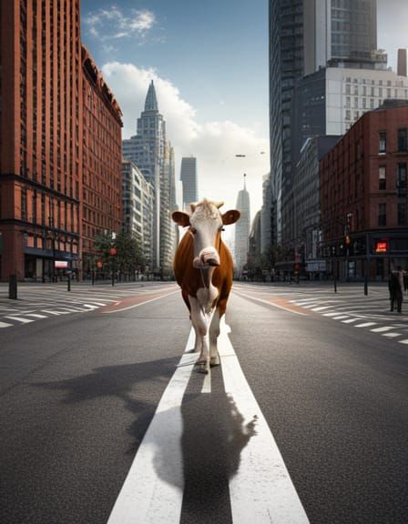 Cow Crossing Road: Detailed Matte Painting