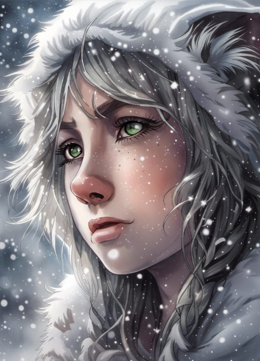 Melancholic Lynx Girl in Snowy God Realm