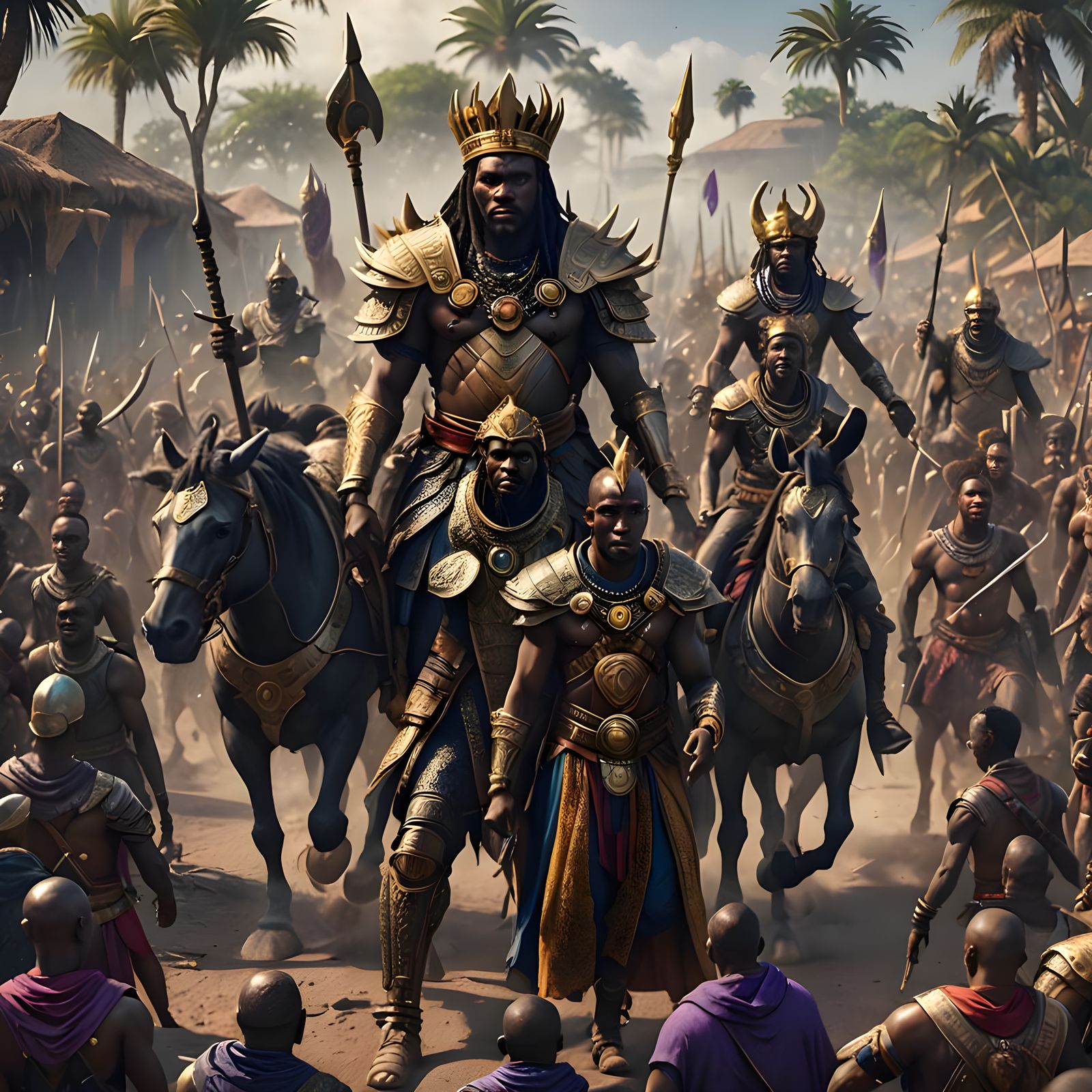 African King and Warriors Enter Orlando: Matte Painting