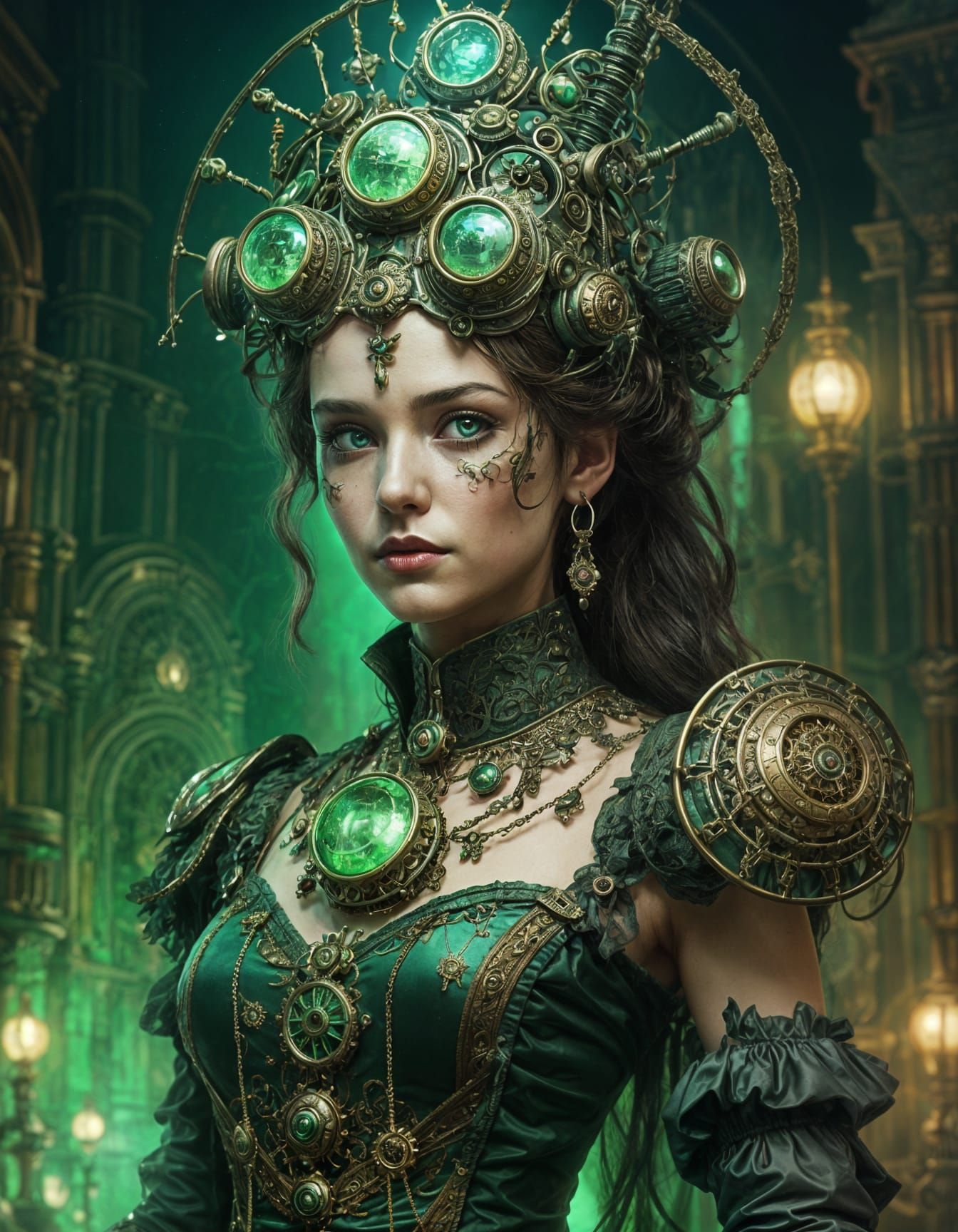 Steampunk Princess in Iridescent Neon Dreams