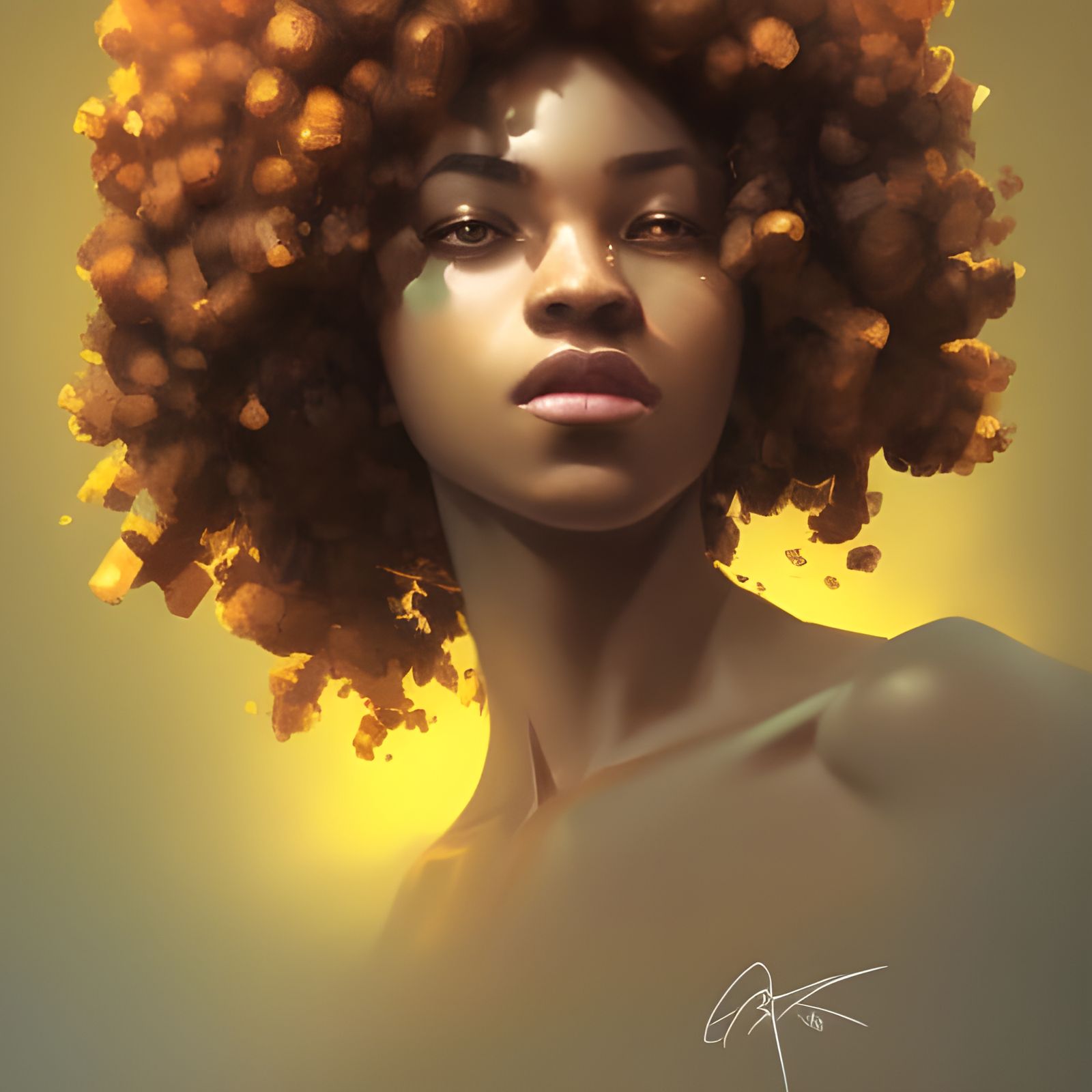 Detailed Afro Portrait in Hyperdetailed Style