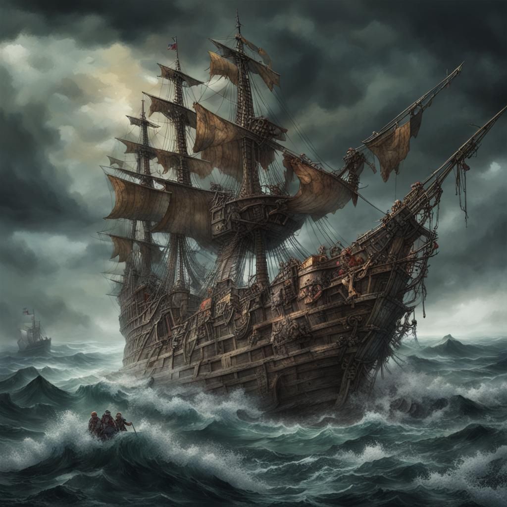 Zombie Pirates on a Weathered Ship