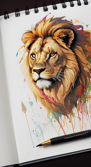 Expressive Lion Sketch in Expressionist Style