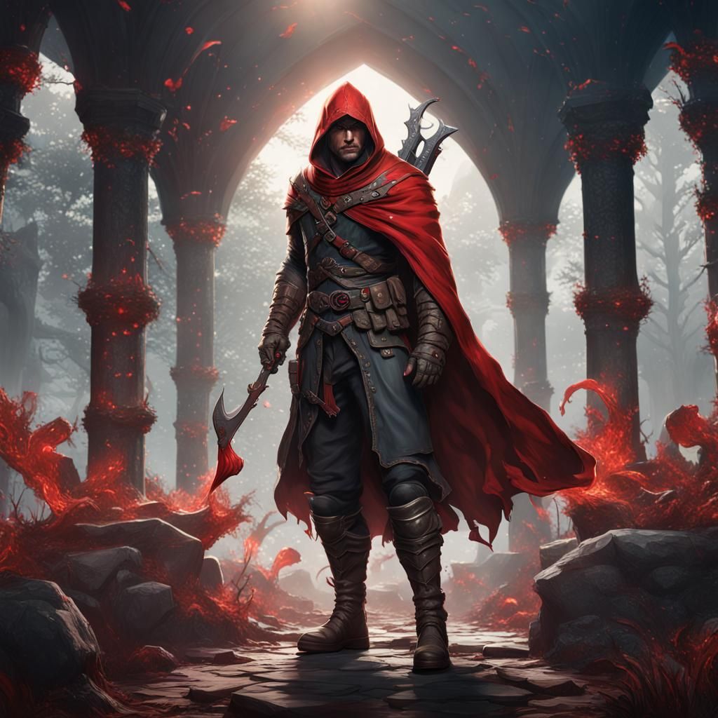 Fantasy Male Character with Red Hood