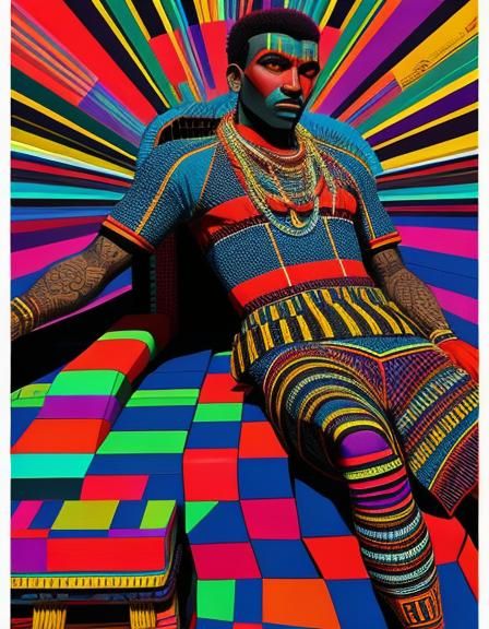 Surreal Soccer in Ndebele Art Style