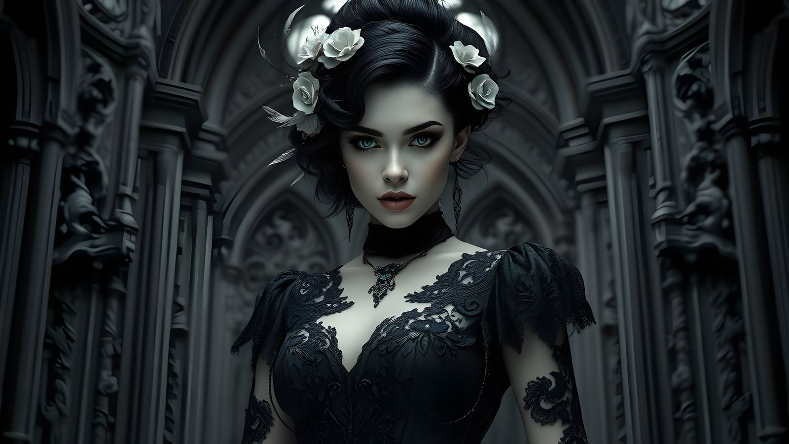 Gothic Woman in Dark Fantasy Art Style