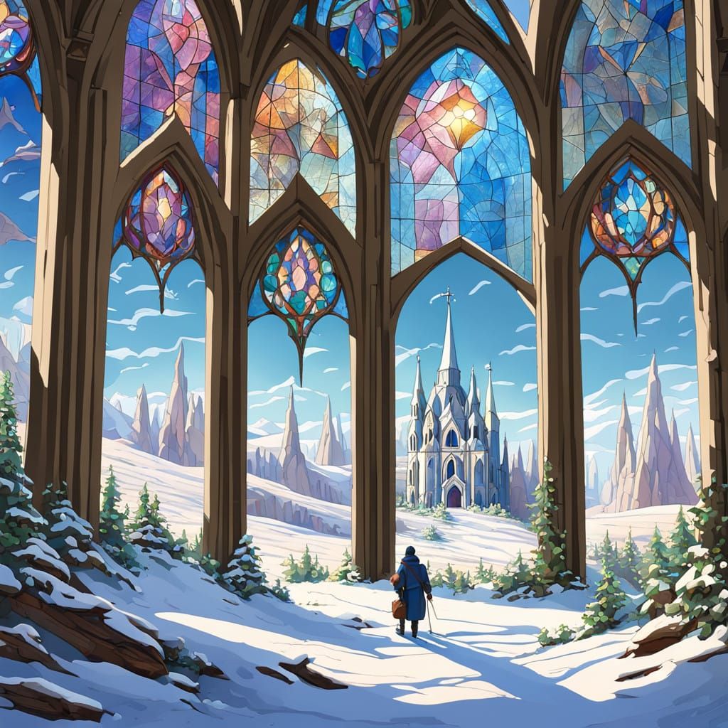 Majestic Desert Church Window Frames Winter Wonderland