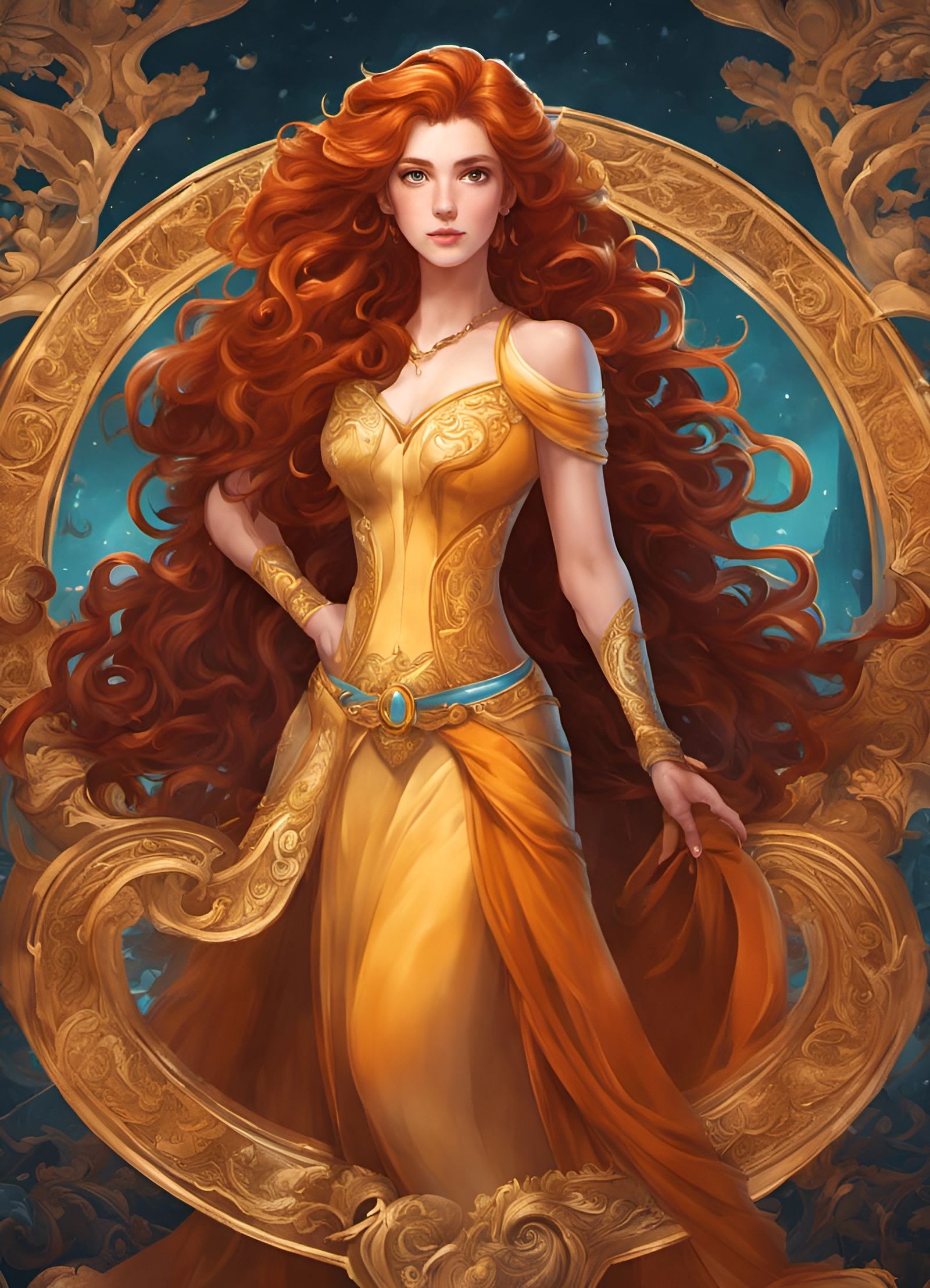 Ginger Goddess Portrait in Detailed Fantasy Art