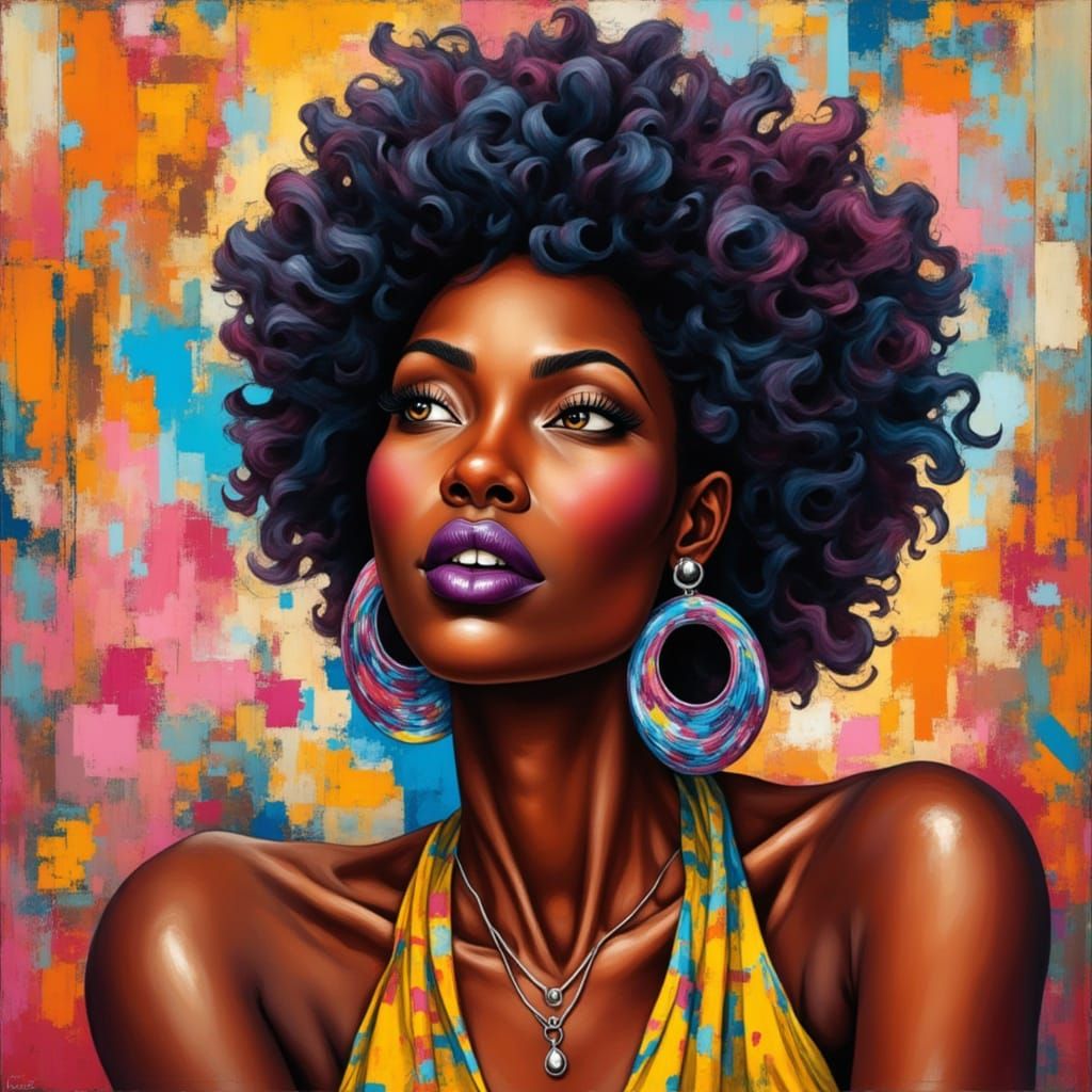 African American Woman Portrait with Expressionist Accents