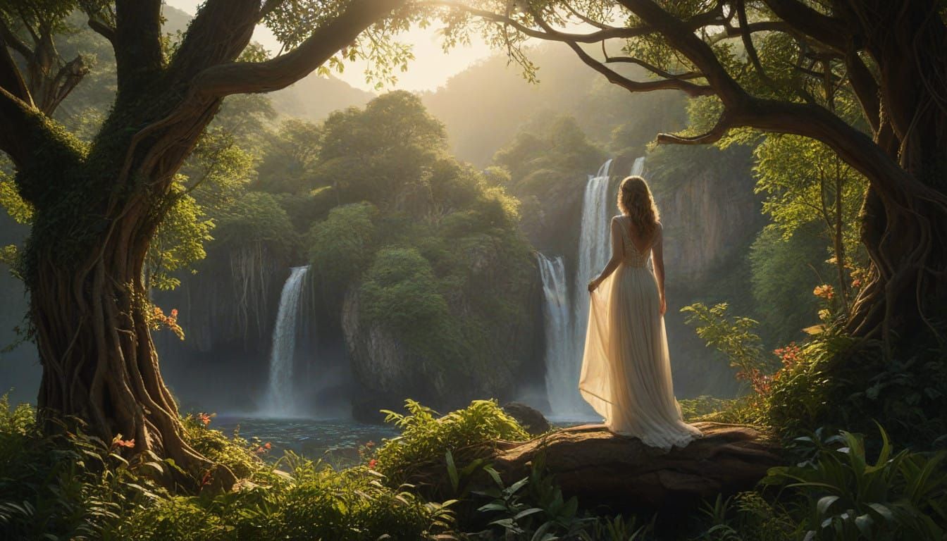 Divine Garden of Creation with Eve, Radiant and Perfect