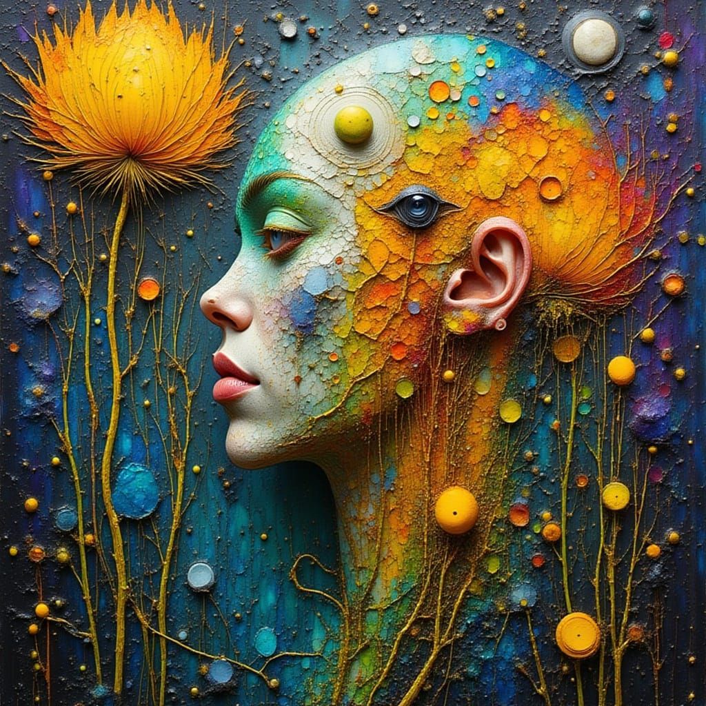 Ethereal Dandelion in Mosaic Mindscape