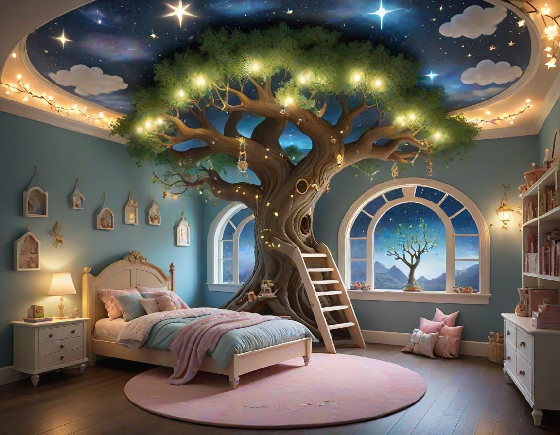 Whimsical Fantasy Bedroom Scene