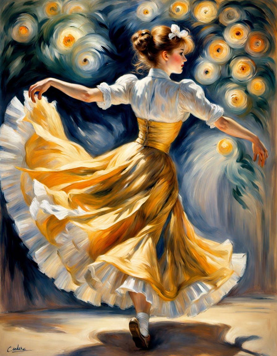 Impressionist Can-Can Dancer in Golden Light
