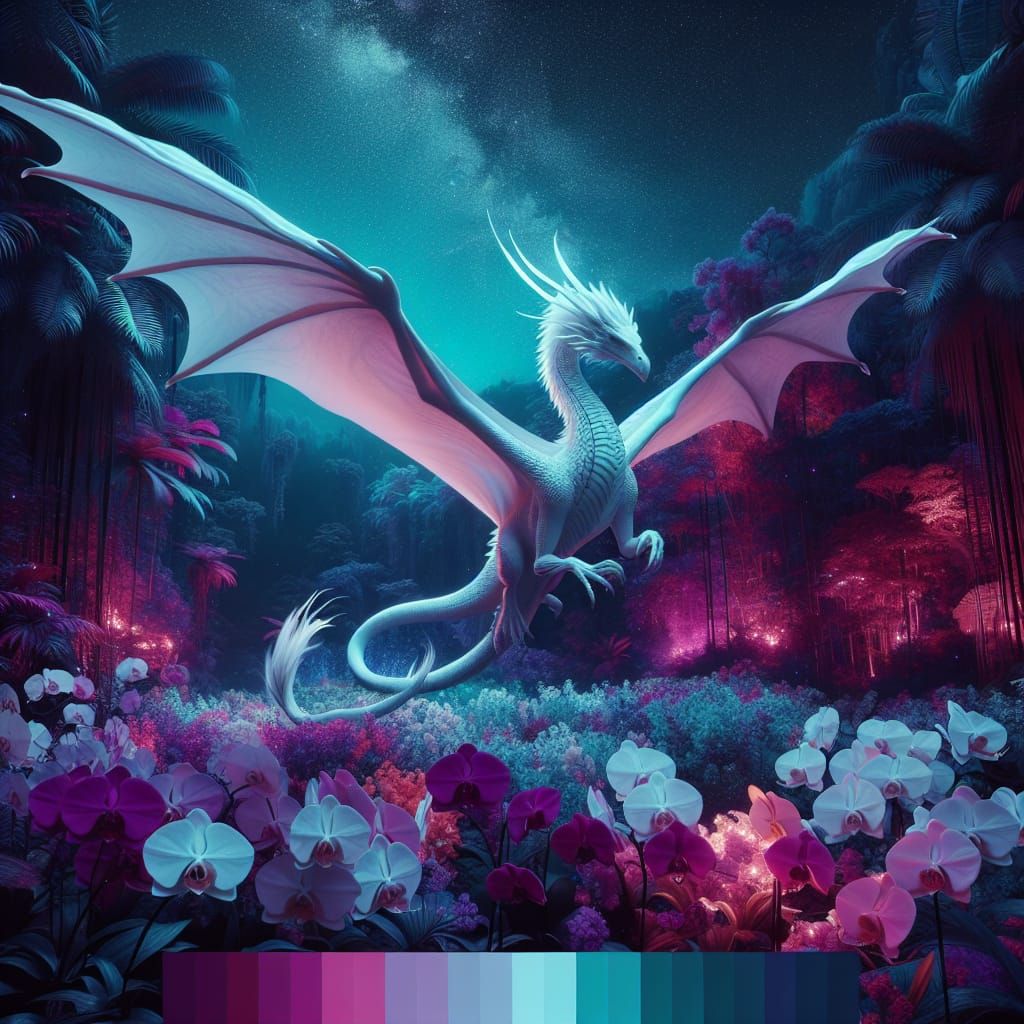 Ethereal Ghost Dragon Flight in Tropical Rainforest