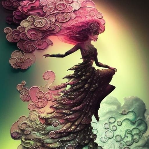 White Baroque Fractal 3D Lady Face