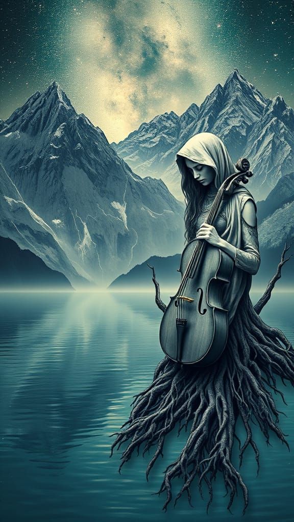 Monochromatic Mountain Goddess Veiled in Mourning