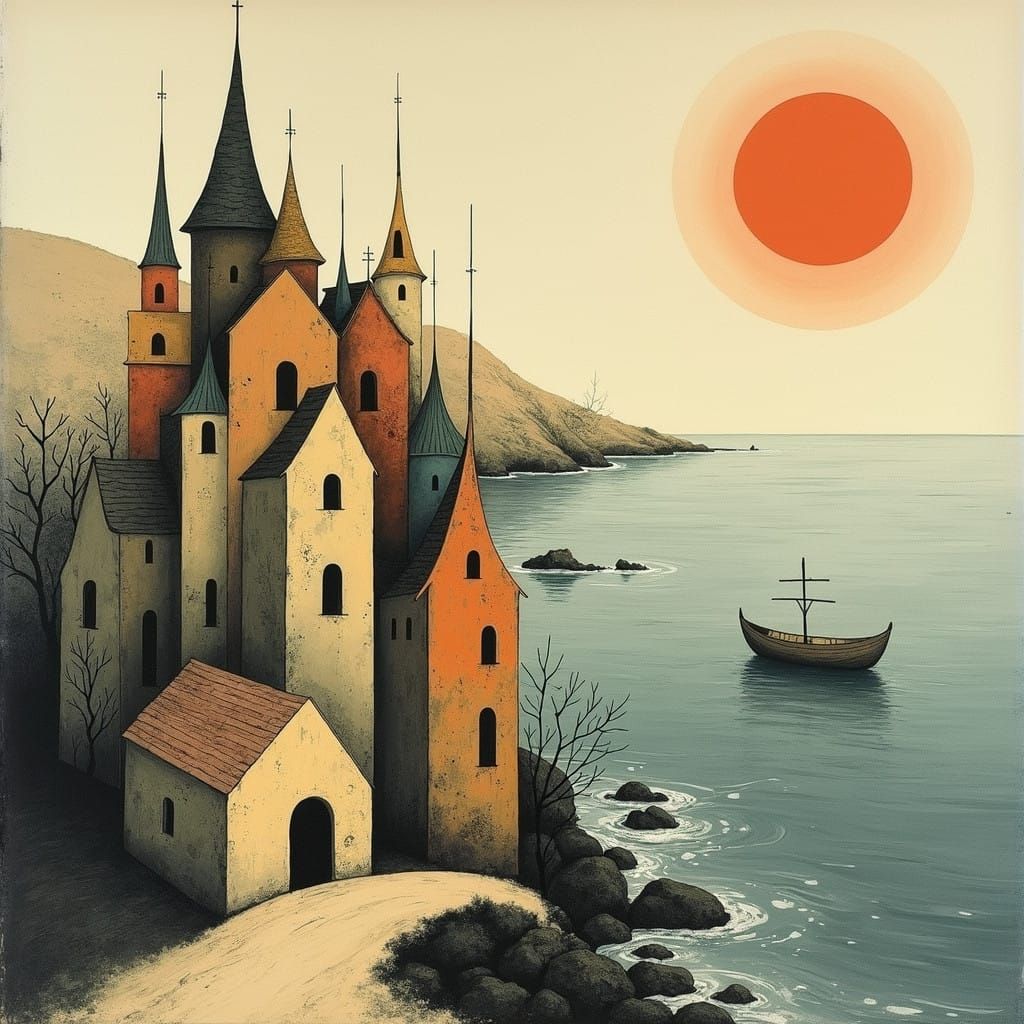 Surreal Abstract Village Transcends Time and Space