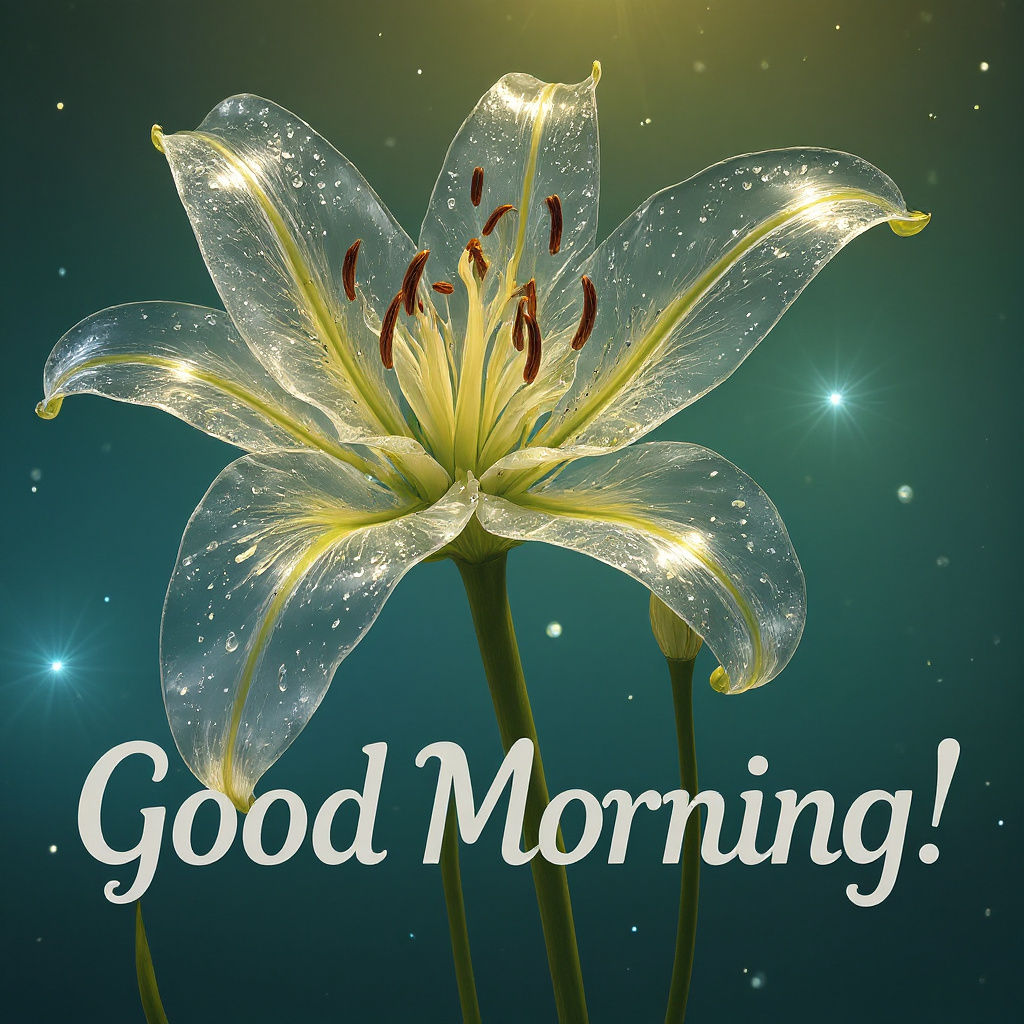 Liquid Metal Lily with Aurora Overlay: Surrealist Oil Painti...