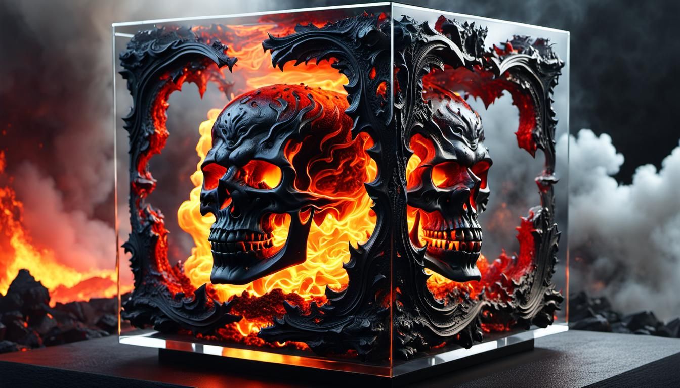 Grotesque Underworld of Hell in Glass Cube