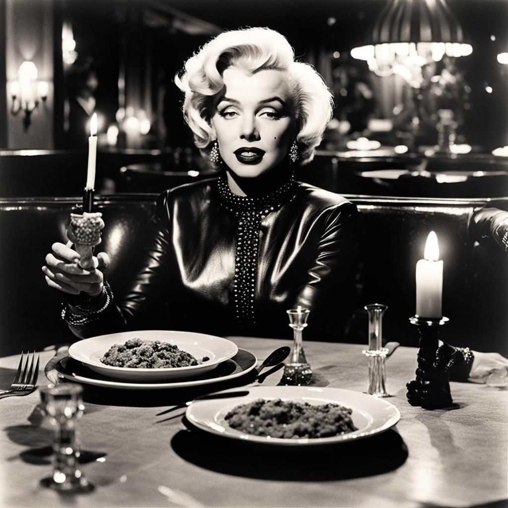 Hyperrealistic Female Pinhead in French Cafe