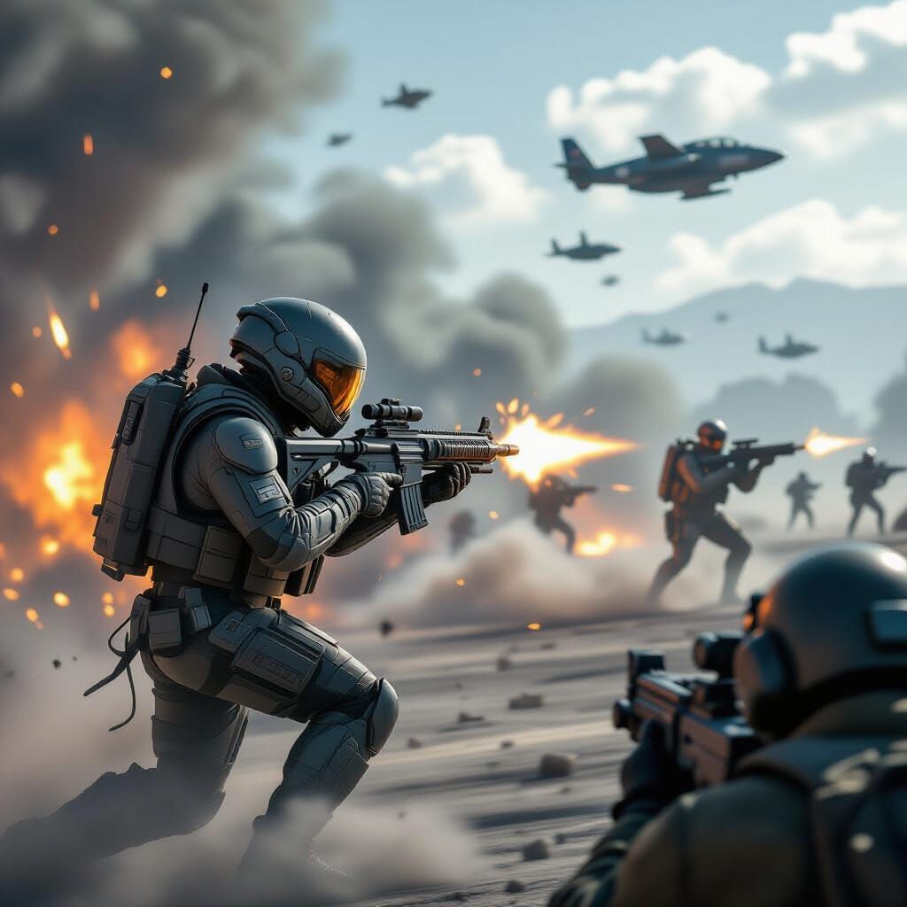 Futuristic Alien-Human War in Sharp Focus