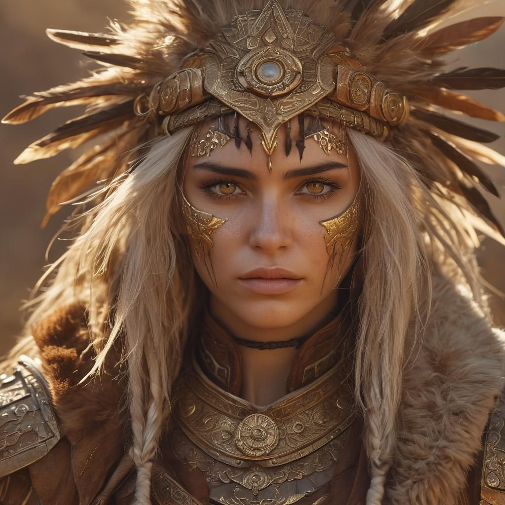 Mystic Desert Warrior Portrait in Cinematic Style