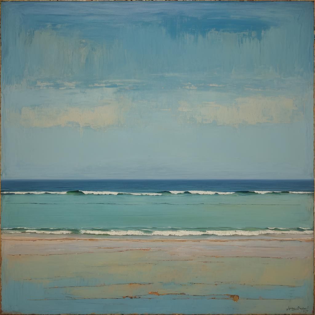 Abstract Blue Seascape in Rothko Style