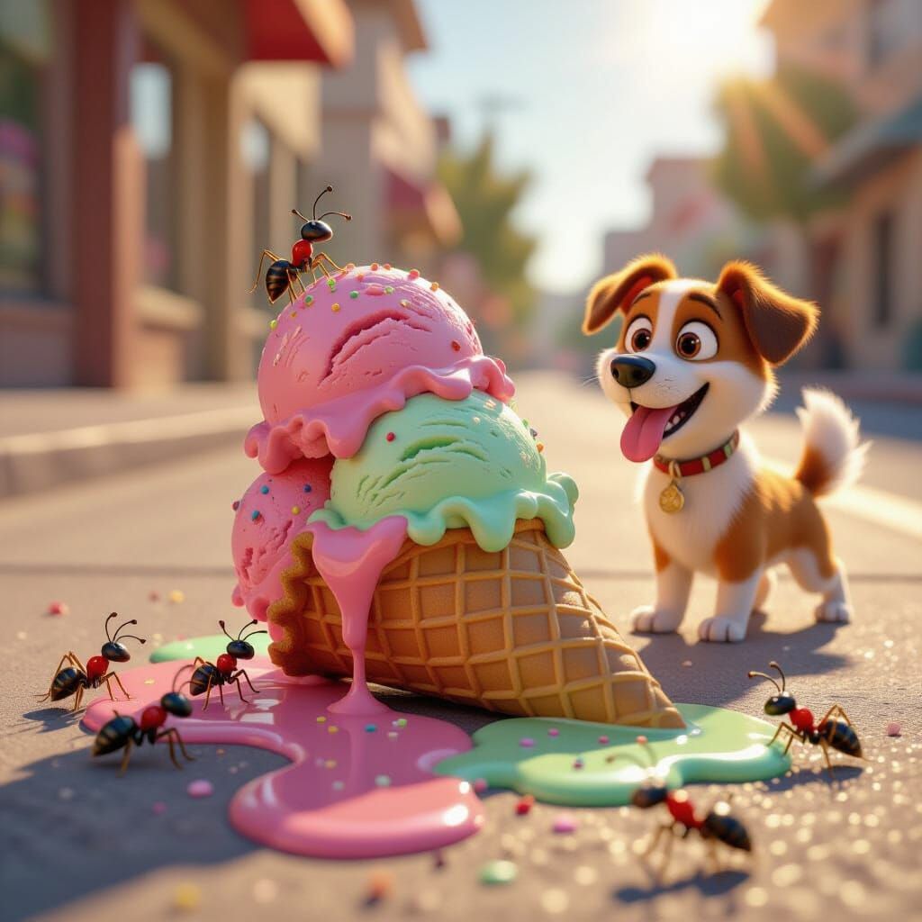 Melting Ice Cream Cone in the Sun