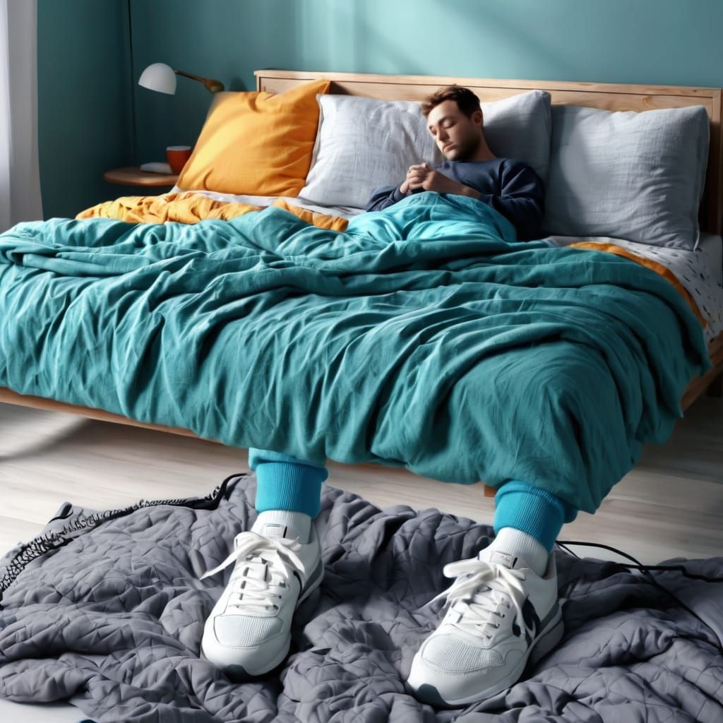 Split Image: Relaxing in Bed vs. Gym Prep