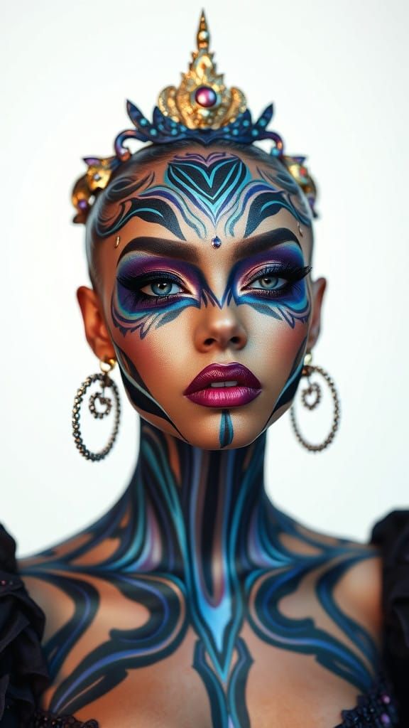 Stunning Hyper-Realistic Portrait of a Drag Queen in Vibrant...