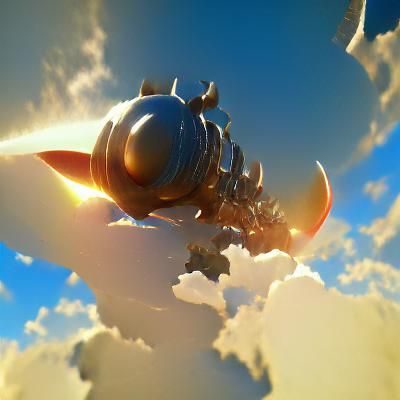 Giant Cannon Fires at Spaceship: 3D Rendered Scene