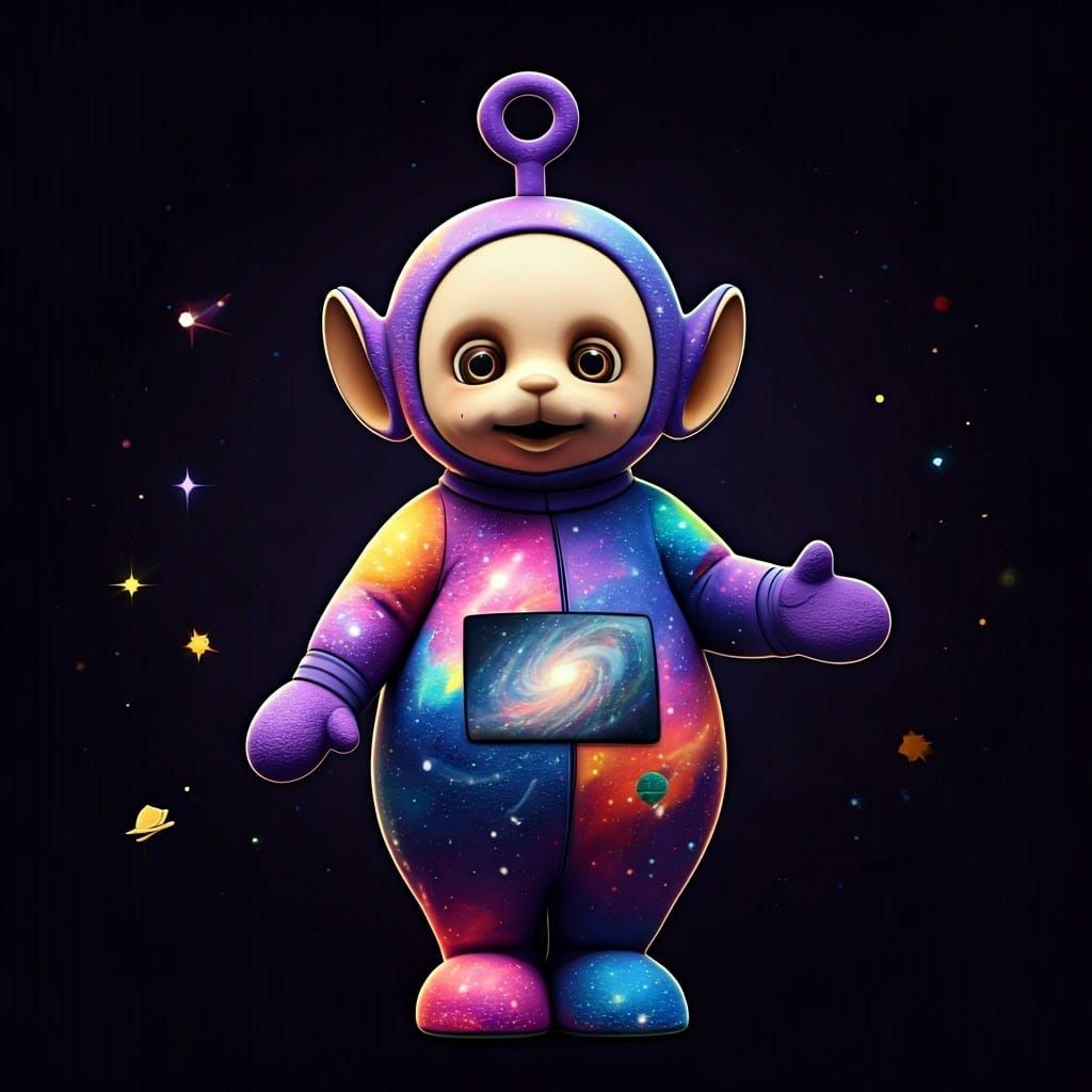 Vibrant Space Teletubby in Whimsical Art Style