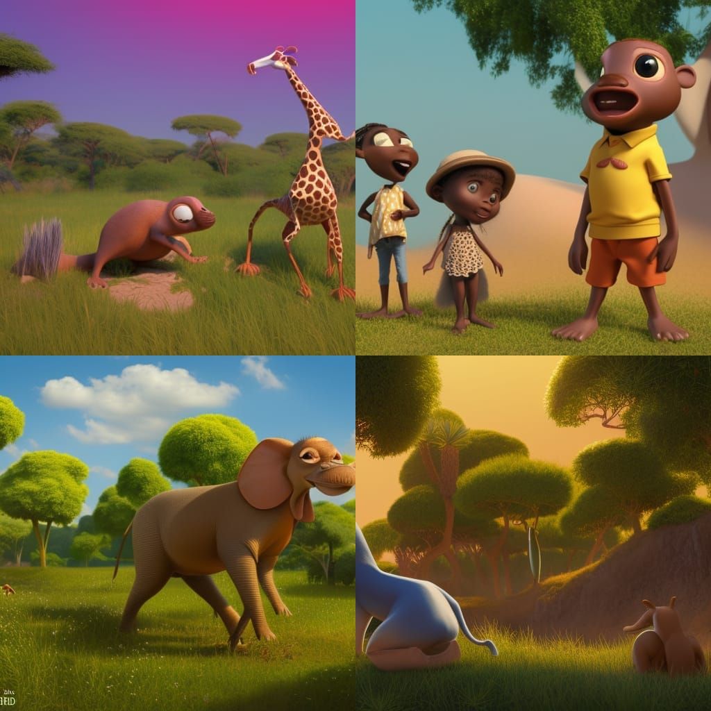 Vibrant African Scenes: A 3D Digital Art Concept