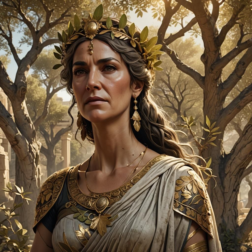 Ancient Greek Queen Portrait in Matte Painting Style
